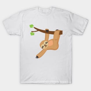 Cute Kawaii Sloth on a tree Kid Design T-Shirt